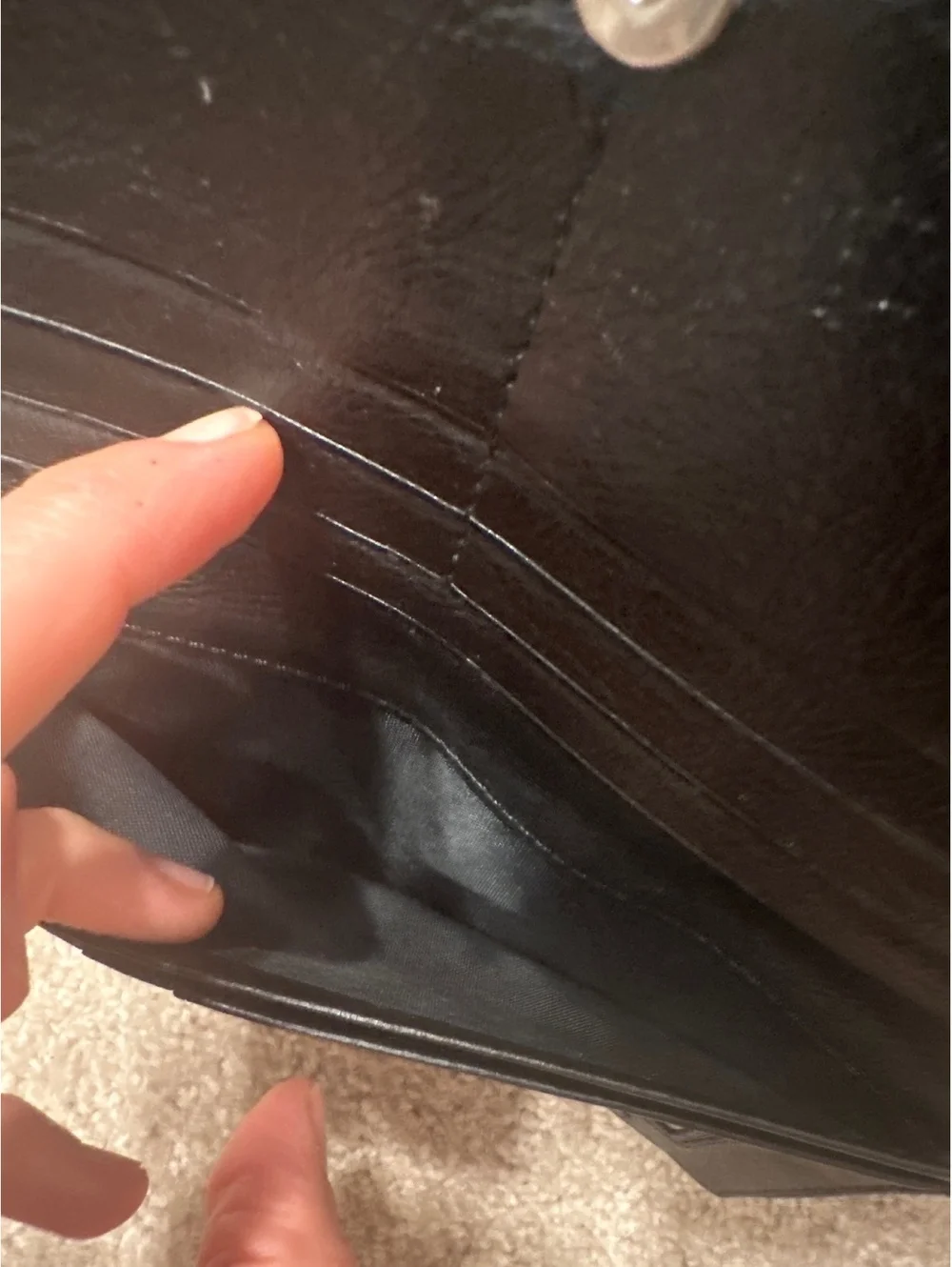 (2)Black Leather Wallet with Snake Print Exterior